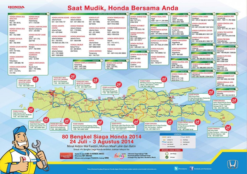 HPM Siagakan 109 Bengkel Mudik untuk Konsumen Mobil Honda