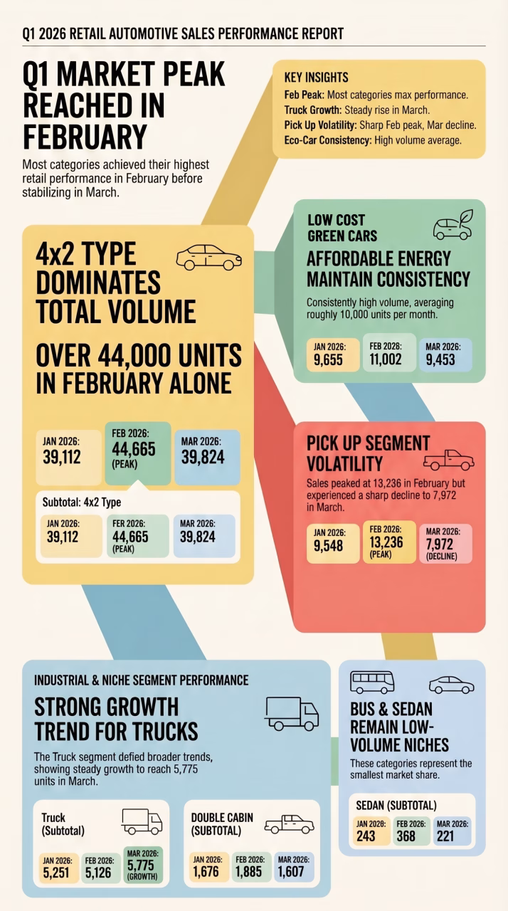 Indonesia’s Vehicle Retail Sales by Category, January – March 2026